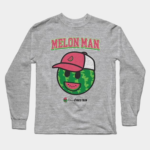 Ross Chastain Charcoal Melon Man Logo Long Sleeve T-Shirt by stevenmsparks